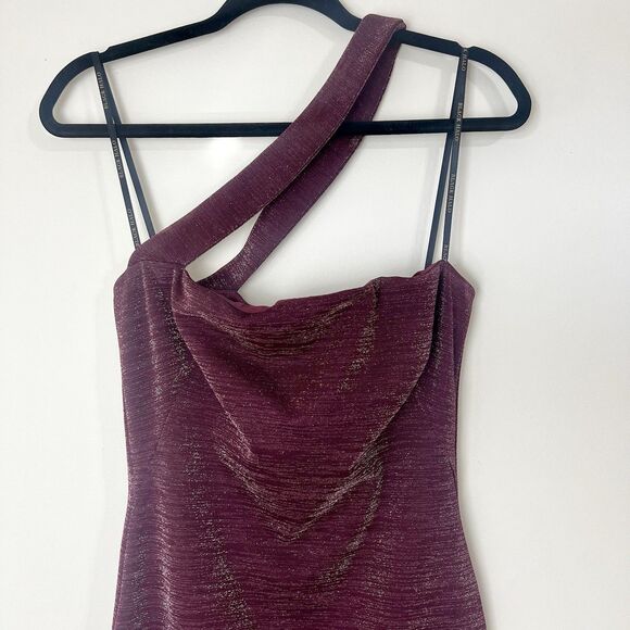 Black Halo Vintea Sheath Dress Plum Merlot Purple Metallic Cocktail Women’s 2 - Picture 4 of 16